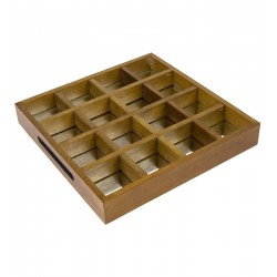 Caixa 24x24x3,5cm de Madeira Espelhada Naturals Para 16 Capsulas